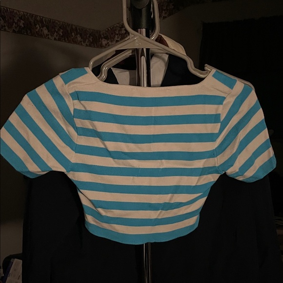 Zara Striped Blue and White Crop Top - Picture 3 of 3